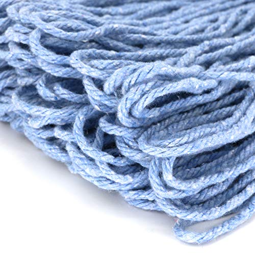 Image of 24 oz Loop-End Cotton String Mop Head, Heavy Duty String Mop Refills, 6 Inch Headband, Mop Head Replacement for Home, Industrial and Commercial Use (blue-3pc)