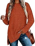 Material：Soft popcorn knitted fabric，fuzzy sweater give you a warm wearing experience. Features: Classic crew neck, long sleeve warm sweater with side split, sherpa style. It's long enough to wear with leggings. Match: Perfect to pair with leggings, ...