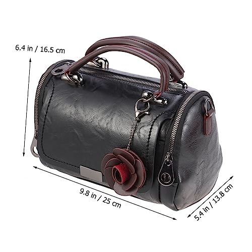 GALPADA Barrel Satchel Shape Handbag for Women Portable Shoulder Bag Polyester Lining Black4