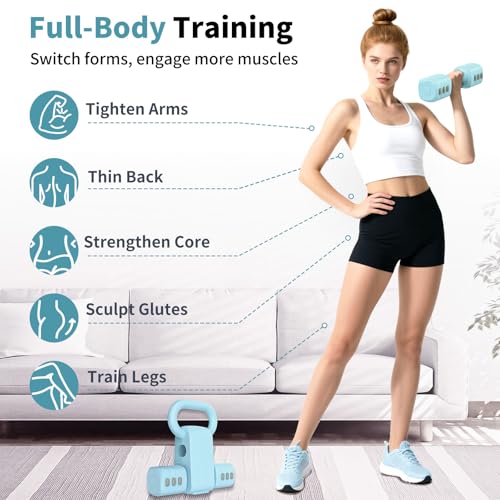 Image of Hezeyferg 2-in-1 Adjustable Dumbbells Set, 4 Levels Weight Dumbbells Set for Women Men, Each 2.2 /3.3 /4.4 /5.5lb Hand Weights with Kettlebell Form for Home Gym Exercise Training