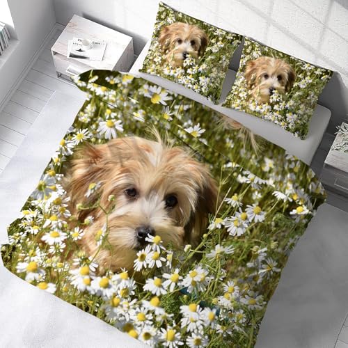 Parure de lit 90x190 animal chat housse couette 3 pièces cadeau - 5