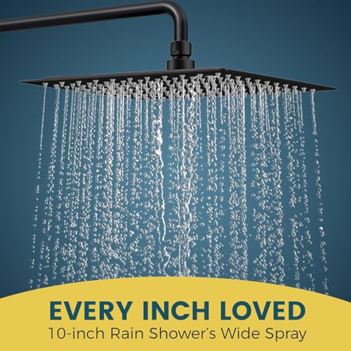 Shineforu 10 Inch Rain Shower Heads with Handheld Spray Combo, Dual Shower Head with Adjustable Slide Bar and Stainless Steel Hose, Height Adjustable - image 5