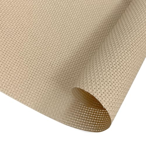 Image of 14CT Aida Cloth - 30x35 Inch Cross Stitch Fabric for Embroidery, Pre-Cut Needlework Material, Acid-Free, Durable Weave(Light Brown)