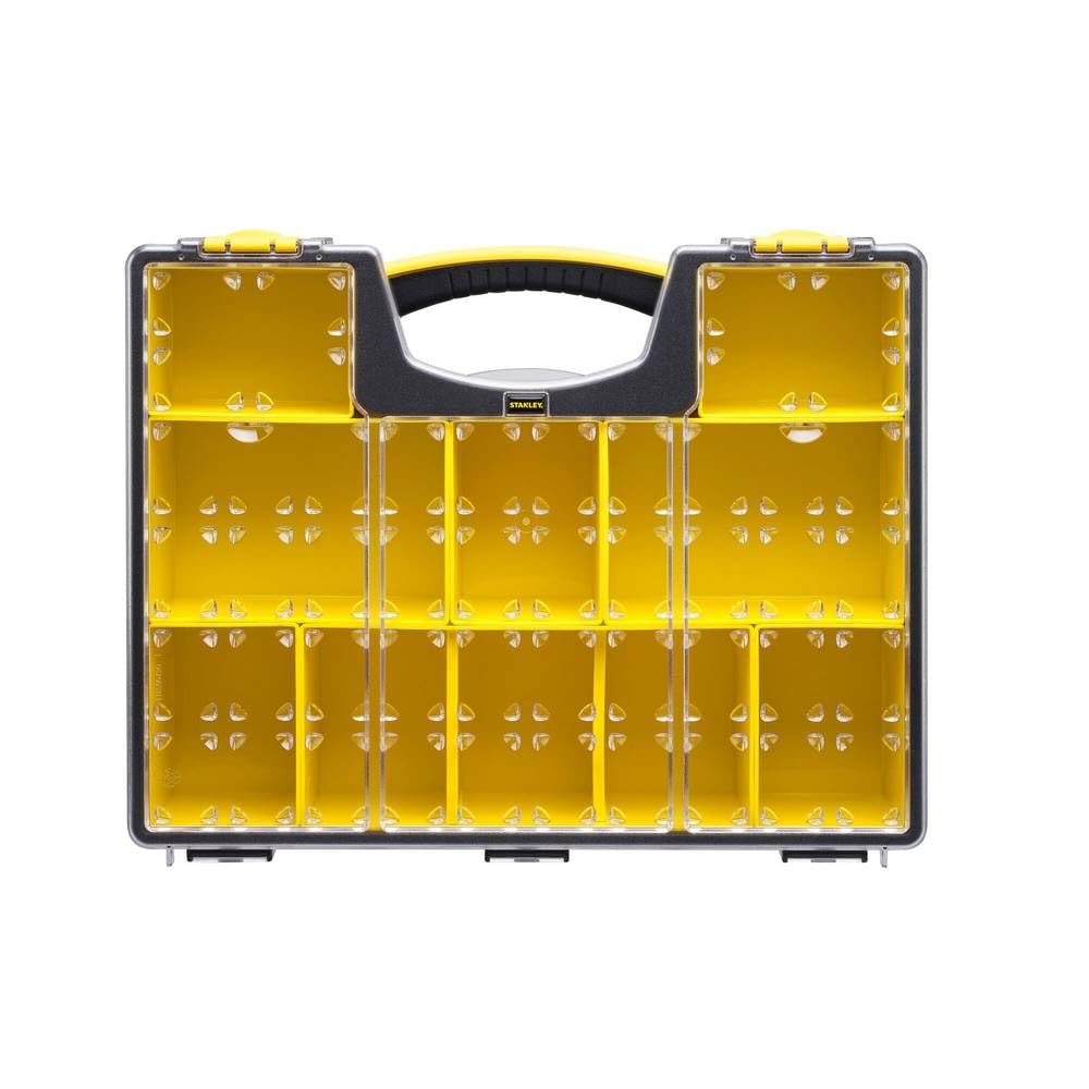 STANLEY Werkzeug-Organizer Aufbewahrungsbox Sortimentskasten für Aufbewahrung Sortierbox für Werkstatt (42x10x33cm, Koffer für Kleinteile in verschiedenen Größen, formstabiler Deckel) 1-92-749