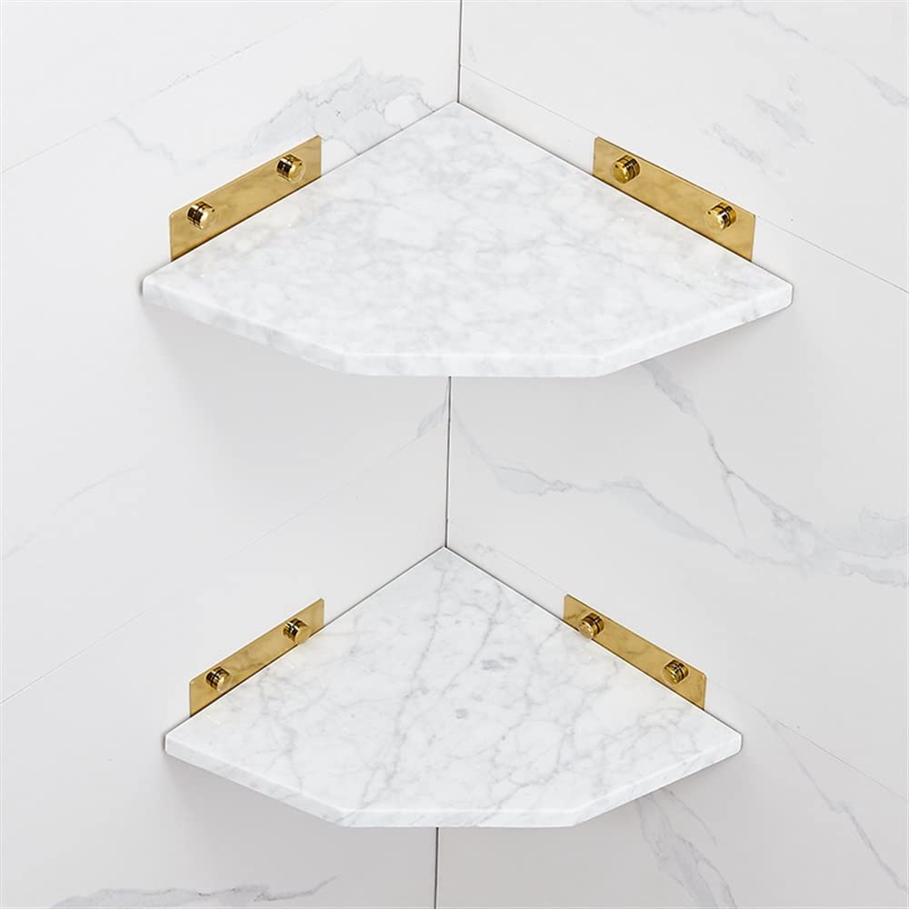 BAHELS Shower Caddy Bathroom Shelf Brass Marble Towel Rack Bathroom Vanity Cosmetic Storage Rack Wall-Mounted Tripod Bathroom Organizer