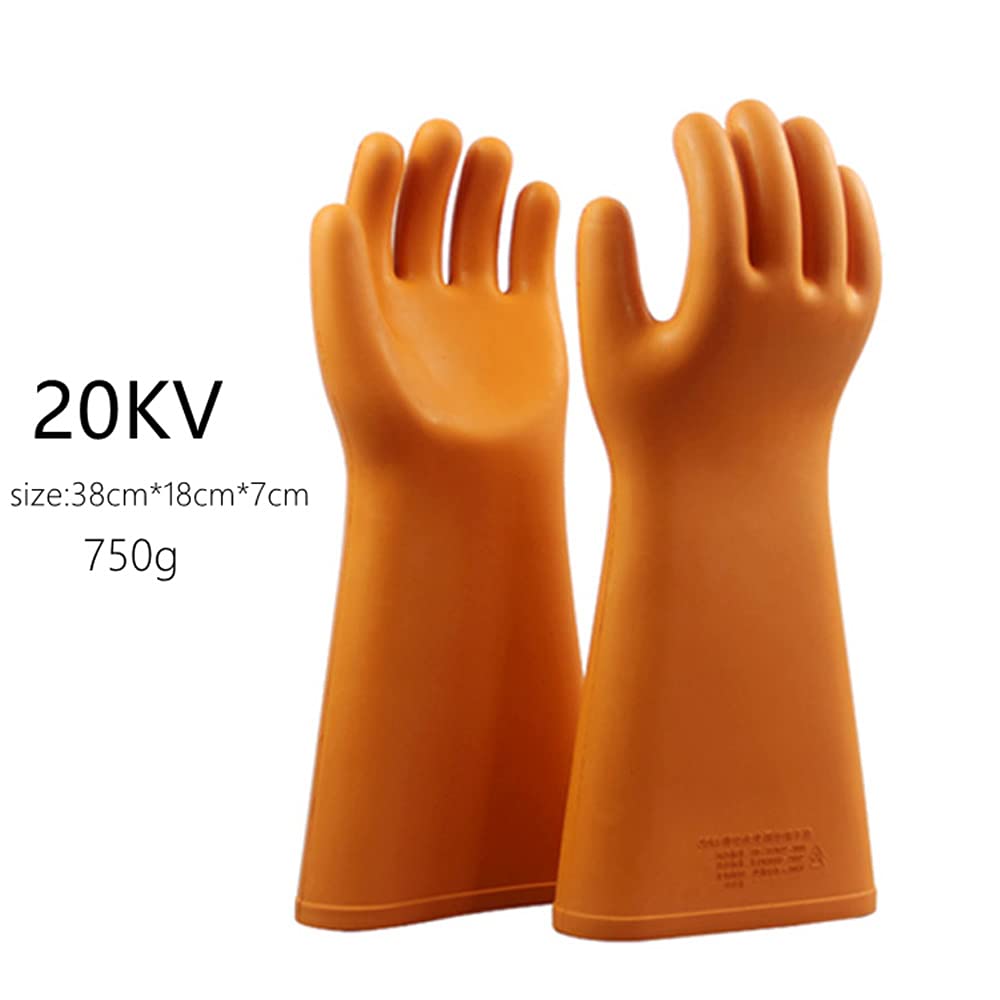gotosee 12KV 20KV Electrical Insulated Lineman Rubber Gloves Electrician High Voltage Hand Shape Waterproof Safety Protective Work Gloves Insulating for Man Woman (20KV)