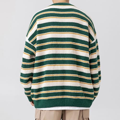 Cambkatl Men's Pullover Crewneck Striped Colorblock Sweaters, Loose Long Sleeve Casual Knitted Fall Winter Sweater Tops4