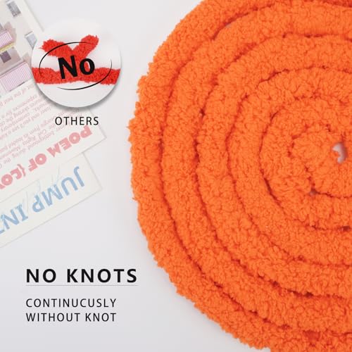 Image of Chunky Yarn for Hand Knitting, Chunky Chenille Blanket Yarn for Crocheting, Bulky Soft Fluffy Chenille for Blanket Project, 8 Pack of 8oz /25yds, Orange