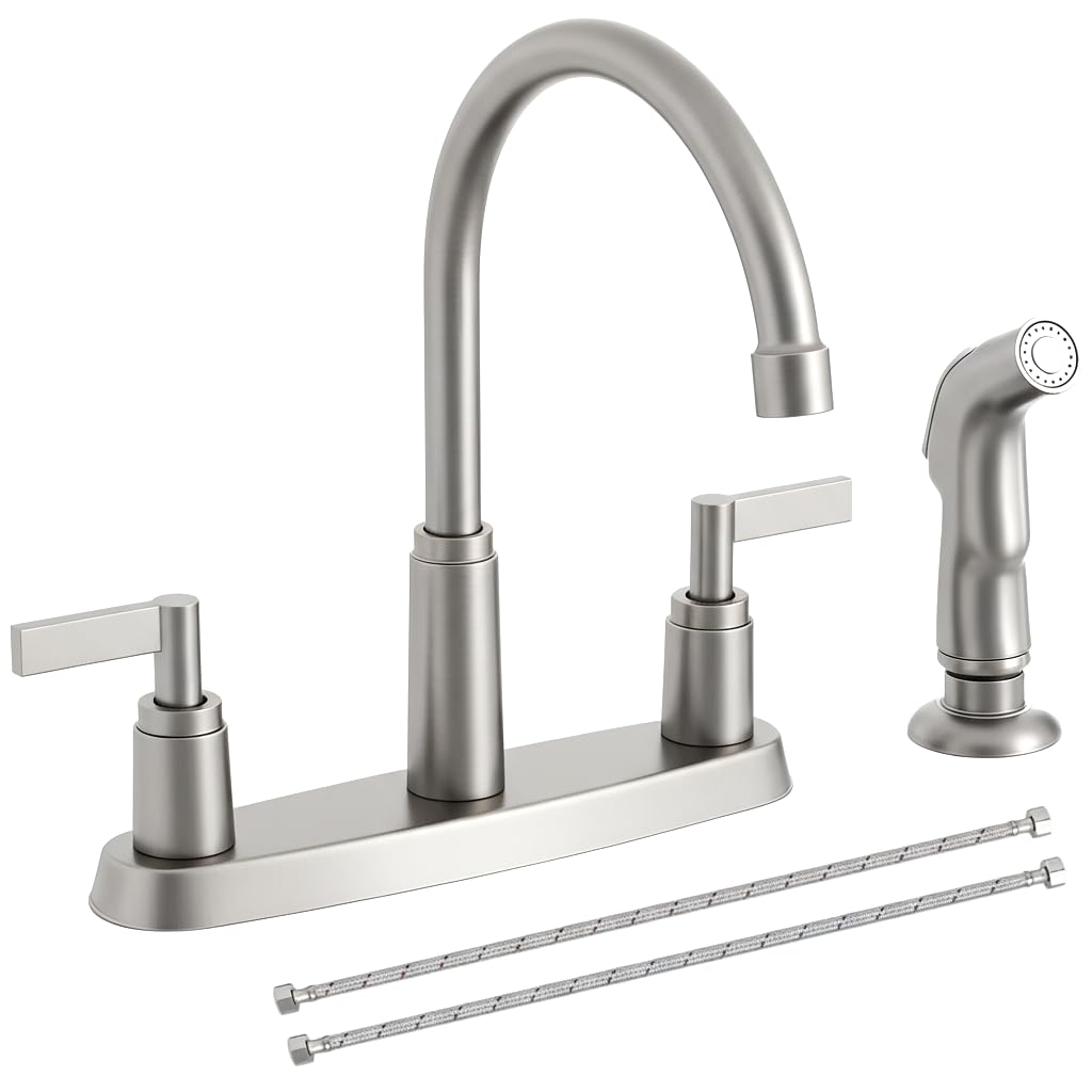 Kitchen Faucet with Sprayer, Brushed Nickel Stainless Steel