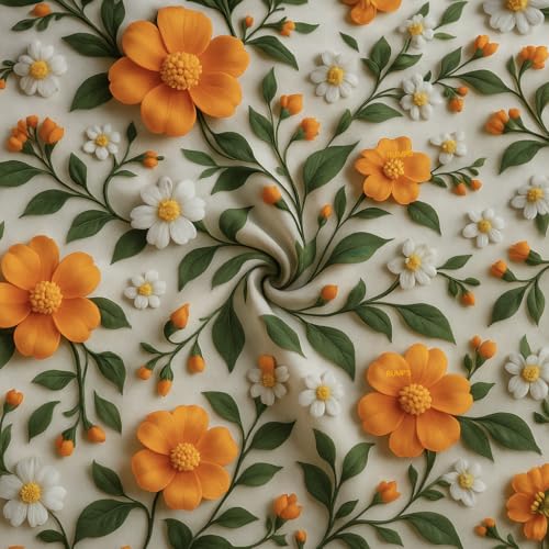 Image of RUMPS 380 TC Premium Heavy Cotton 7D Print Fast Colour Feel Elastic Fitted Floral Bedsheet King Size with 2 Pillow Covers || (Orange Flower, Fitted - 72 inchx78 inch King)
