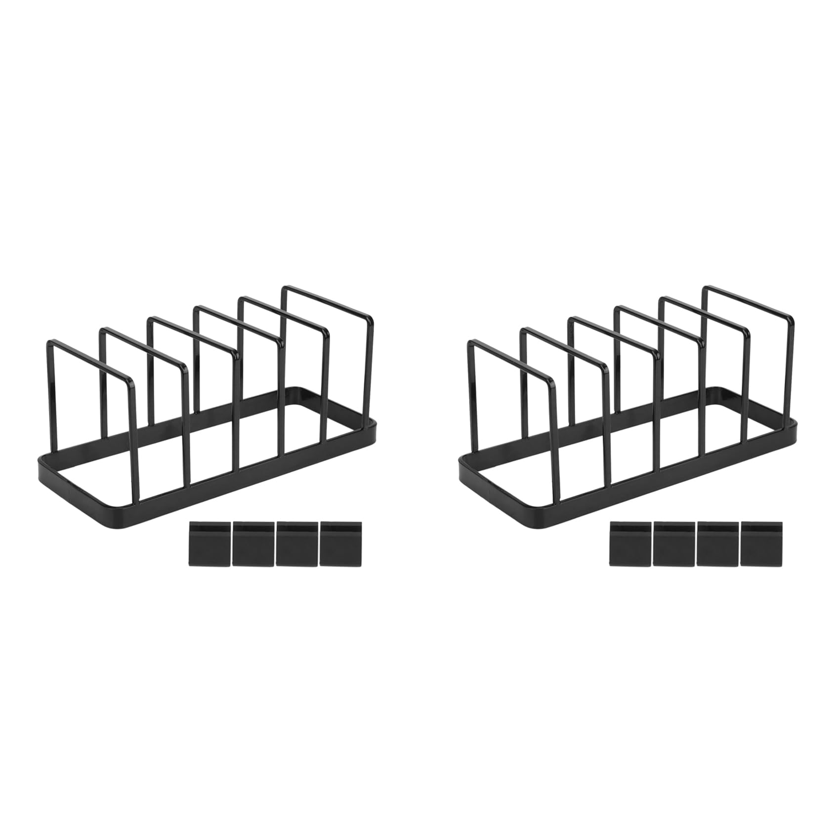 Vjsujehgy 2X Euro Kitchen Organizer for Plates, Cutting Boards Bakeware Reusable Containers, and Lids Holder Rack Black