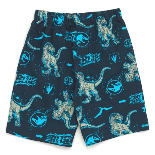 Image of Jurassic World Jurassic Park Blue French Terry Sweatshirt and Bike Shorts Little Kid to Big Kid