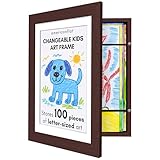 Americanflat Kids Artwork Frame Changeable (Mahogany) - Magnetic Door Holds 100 Art Pieces - 8.5x11 Letter Size Display with Mat or 10x12.5 Without Mat - My Mini Masterpiece