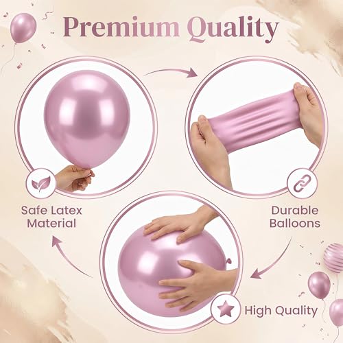Image of Balloon Column Stand Kit with 10inch Metallic Pink Confetti Balloons, Base&Pole,Balloon Column Kit for Floor&Table Decoration for Party Wedding Bridal Baby Shower Birthday