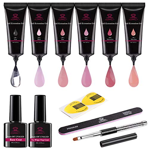 Makartt Qikgel Nail Building Gel Kit Clear Pink Nail Builder Enhancement Gel All-in-one Gel Nail Builder French Set Nail Art Design Technician Kit UV LED Lamp Required