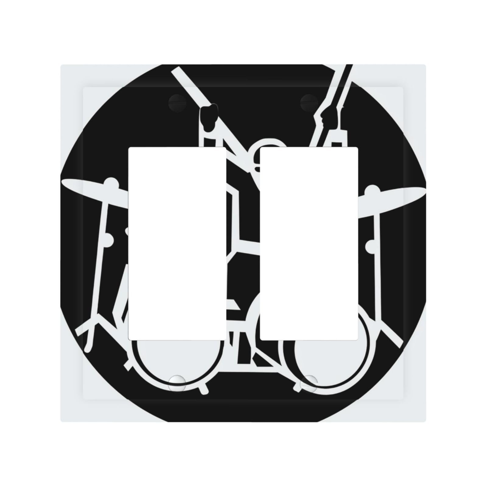 2-Gang Decorator Wall Plate Drummer Light Switch Cover Double Toggle Receptacle Wall Plate Mid Size 4.9" x 5" Wallplate Unbreakable Polycarbonate Outlet Faceplates Covers