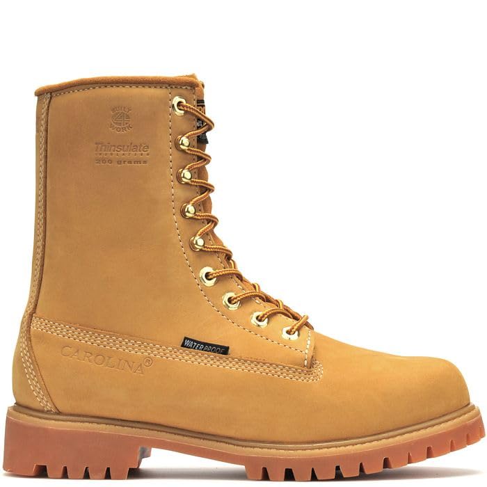 Carolina Men's Journeyman 8” Insulated Waterproof Work Boots - Nubuck Leather with 200G Insulation, and Oil & Slip-Resistant Rubber Lug Outsole, EH Rated2
