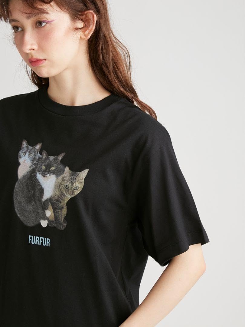 Amazon.co.jp: FURFUR×上國料萌衣トリプルキャットフォトTシャツ