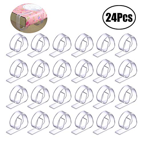 JZZJ 24 Pack Plastic Tablecloth Clips, Clear Table Cover Cloth Clamps Holder for Party Picnic