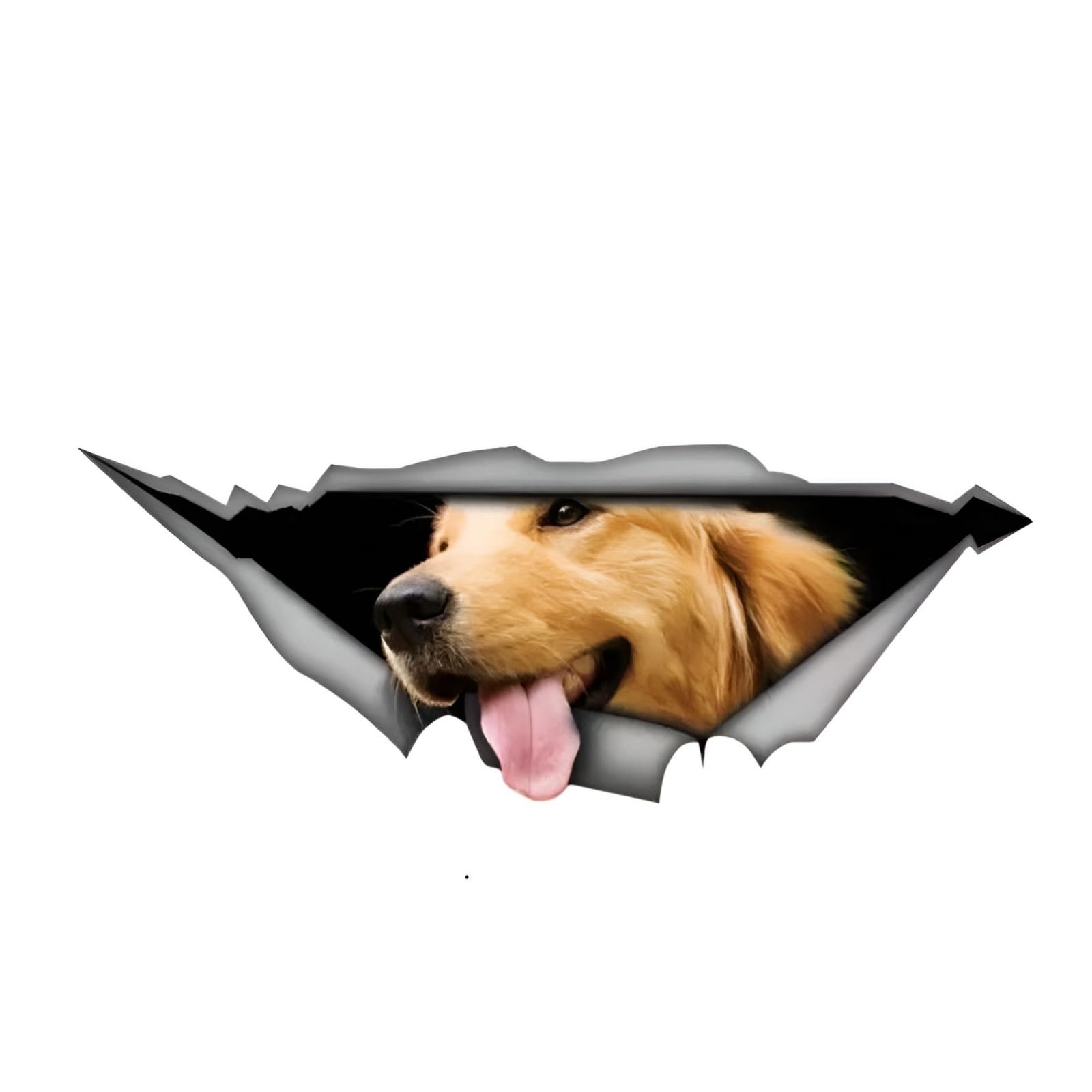 Autoaufkleber Golden Retriever Aufkleber 18cm(7.1 Inch) Golden Retriever Car Sticker Lustig Golden Retriever 3D Zerrissen Reflektierende Autoaufkleber Stoßstange Personalisieren Lustig Dekor