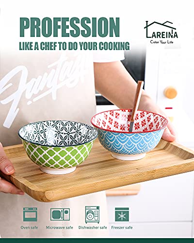 Lareina Porcelain Small Bowls, 4.75 Inch Colorful Ice Cream Bowls, 10 Fluid Ounce (1.25 Cup) Cute Snack Bowls For Dessert, Rice, Yoghurt, Salsa, Condiments, Side Dishes, Set Of 6 #TOP2