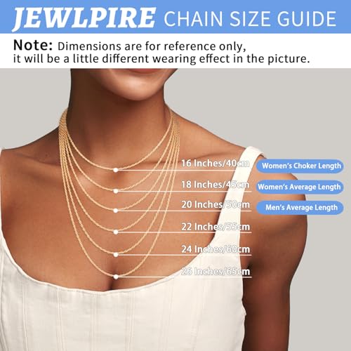 Jewlpire 2mm Rope Chain 925 Sterling Silver Chain Necklace for Women, Sturdy & Comfortable Women's Chains Necklaces, 16 18 20 22 24 26 Inch2