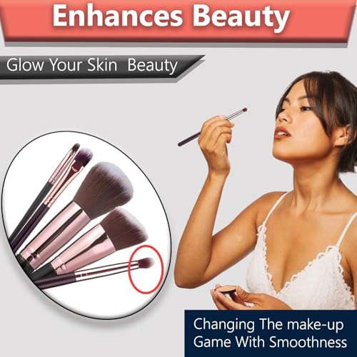 Image of TEMPERIA (Pack of 5) Makeup Brush Set - Soft Bristles Make Up Brushes Sets Kit for Foundation, Concealers, Eyeshadow, Blush, Compact Face Powder, Highlighter, Contour, Blending Eye Liner