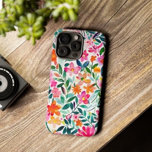Coque rigide mate anti-rayures iPhone 15 Pro Max fleurs roses - 3