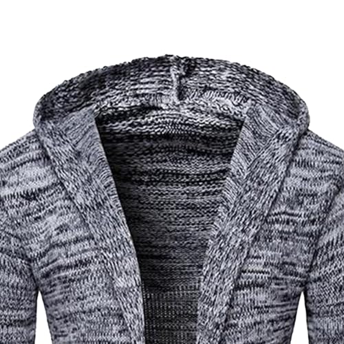 Men's Trendy Hooded Rib Knited Cardigan Long Open Front Chunky Sweater Slim Solid Color Opening Outwear4