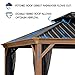 PURPLE LEAF 12' X 18' Outdoor Hardtop Gazebo for Patio Galvanized Steel Double Roof Permanent Canopy Teak Finish Coated Aluminum Frame Pavilion Gazebo with Netting