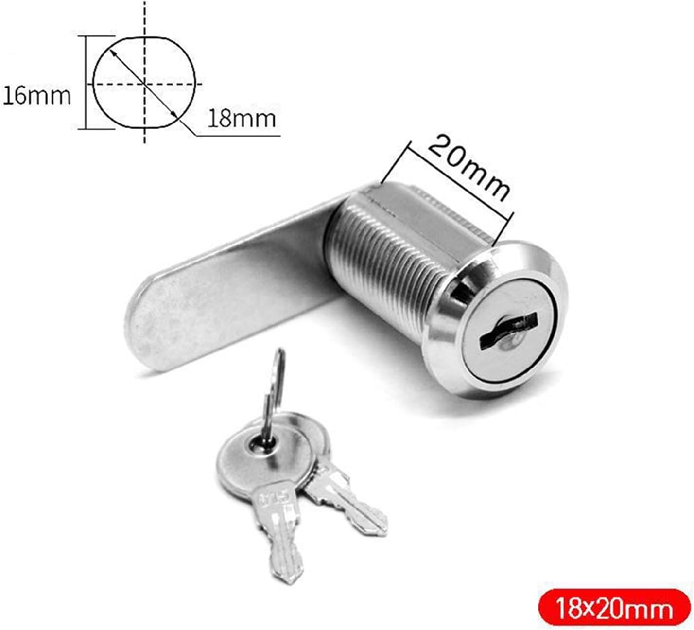 16/20/25/30mm Lock Door Drawer Cinet Mail Box Locker Cupboard 2 Key Cinet Mechanical Office Lock(20 mm)