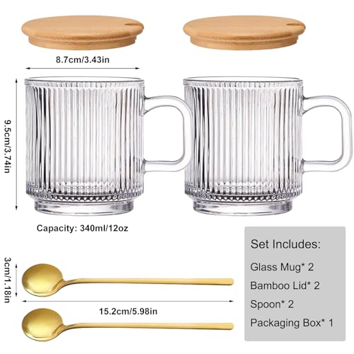 Set 2 Mugs de Vidrio 12oz con Tapa y Cuchara miniatura 2