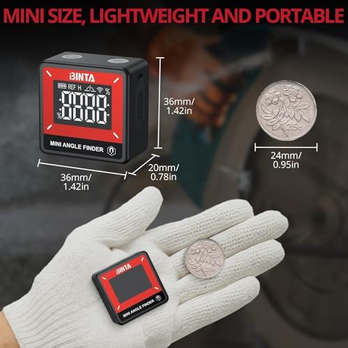 Miniatura 3 de Binta Medidor Digital De Ángulos, Inclinómetro Transportador Con Base Magnética Retroiluminación Ip54 Recargable, Nivel De Burbuja Digital Magnético Para Carpintería Y Uniones De Mesa