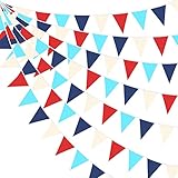 PinkBlume 赤青カーキ三角旗 布ガーランドバナーパーティー 飾りレッドブルーカーキ航海の海賊のテーマ ペナント 装飾 キャンプフラッグ 誕生日の結婚式の屋外の庭の店の子供部屋 飾り付け