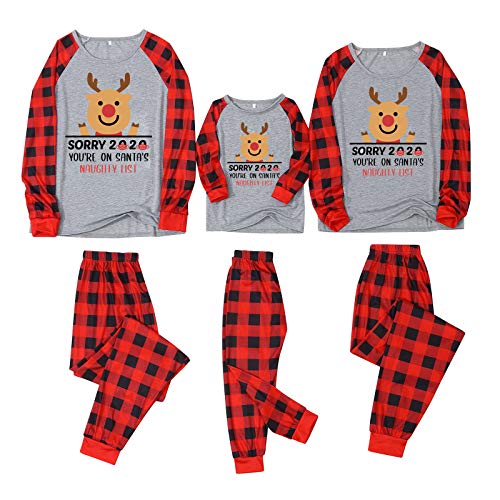2020 Christmas Pajamas for Family Sorry 2020 You're on Santa's Naughty List Pajamas Sets Reindeer Print Sleepwear Romper