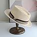 Western Style Denim hat Men's Plus Size Fashionable top hat Windproof, Sun Proof, and Cold Proof Jazz hat Adjustable Panama hat (US, Alpha, Medium, Beige)