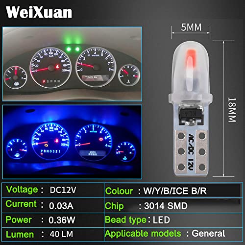 WeiXuan 10pcs Dash Lights PC74 T5 LED Blanco miniatura 5