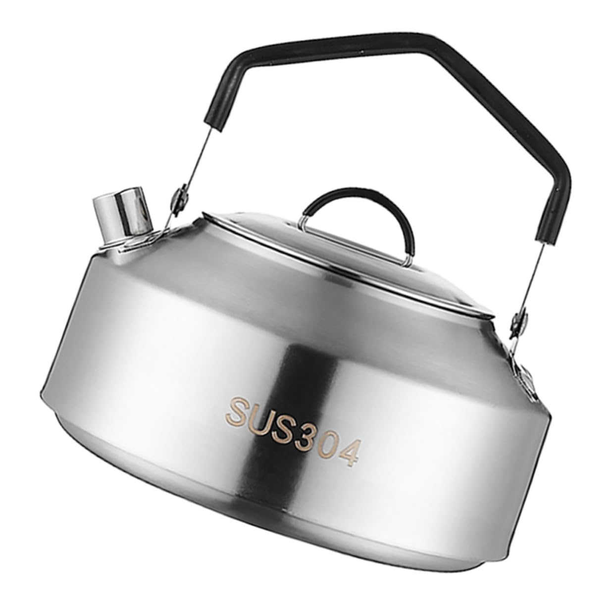 Hervidor De Agua Para Camping De Acero Inoxidable 304, Tetera Portátil De 1000 Ml Mango Ergonómico Negro, Resistente Al Desgaste Para Cocinas Portátiles y Actividades Al Aire Libre