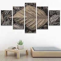 SIGNWIN 5 Panel Canvas Wall Art Modern Art Decorative Elements Expressive Leaves Multicolor Patterns Photography for Home Decorations Ready to Hang - 60
