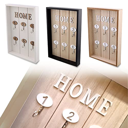 Antevia Schlüsselschrank aus Holz, 30 x 20 cm, mit 6 Haken, mehr als 10 Modi, Schlüsselanhängern, Schlüsselbrett für die Wand, Key Home, Beige Cover