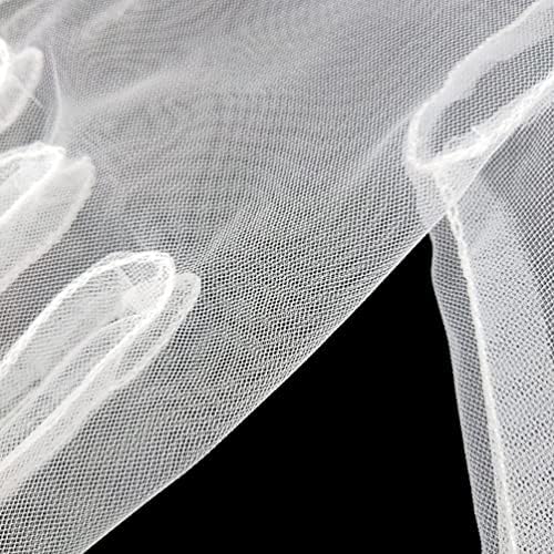 PRETYZOOM 2 Pairs Sheer Gloves Wrist Length Gloves Tulle Lace Bridal Dress Gloves Wedding Bride Accessories for Women Ladies (White + Black)