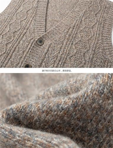 Men's Fashion Cardigan Vest V-Neck Knitted Cashmere Sweater Sleeveless Waistcoat3