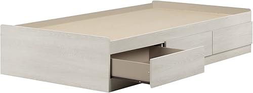 South Shore Step One Essential Mates - Cama con 3 cajones, tamaño individual, roble de invierno