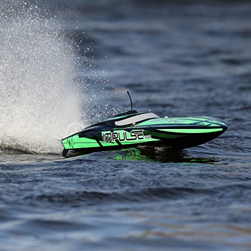 Pro Boat Rc Impulse 32" Brushless Deep-V Rtr Battery And Charger Not Included With Smart Black/Green Prb08037T1 #TOP2