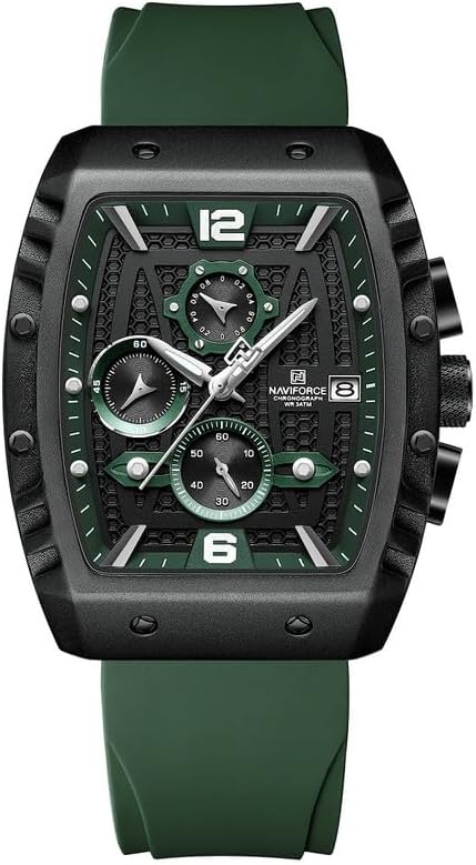 Men Analog Sports Chronograph Date Silicon Strap Quartz Watch -NF8025