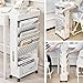 YEMUNY 5 Tier Rolling Utility Cart Multi-Functional Movable Storage Book Shelves with Lockable Casters for Study Office Kitchen Classroom, White