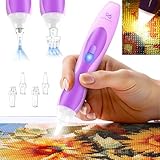 Elektrischer Diamond Painting Stift mit Licht, kabellos & wiederaufladbar, 3 Helligkeitsstufen, leise, ergonomischer Griff, extra Einzel- & Dreifach-Spitzen – Diamond Painting Zubehör für Anfänger
