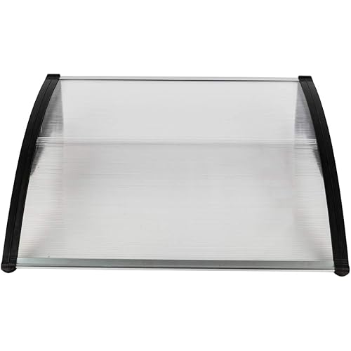 116 inch / 78 inch / 39 inch Window Awning Outdoor Polycarbonate Hollow Sheet Door Patio Canopy (40''x 40'', Silver Canopy + Black Bracket)