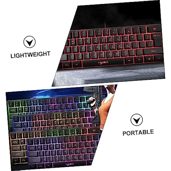 UKCOCO Rgb Verlichting Toetsenbord PC Toetsenbord Membraan Toetsenbord Windows Toetsenbord Rgb Toetsenbord Backlight Toetsenbord Plastic Toetsenbord Abs Zwart 61-Key Toetsenbord Notebook