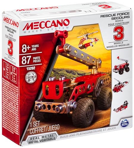 MECCANO 3 Model Set - Rescue with 87 Parts and 2 Real Tools Kids STEM Construction Education Toy Model Building Kit for Boys and Girls Aged 8 and Up